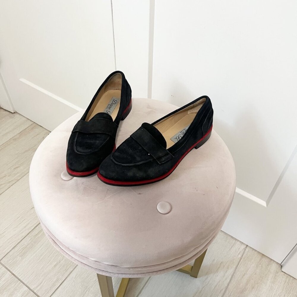 Diane B. Black Suede Loafers Size 38.5